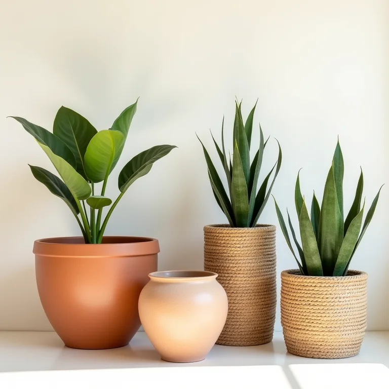 Variedade de vasos e cachepots para plantas de interior