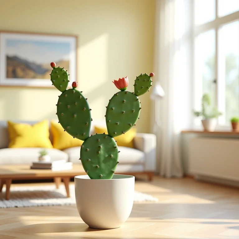 Vaso de figo da índia decorando a casa.