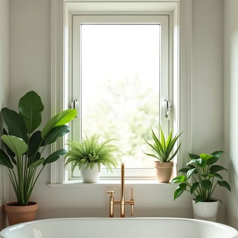 Ventilação natural em lavabo com plantas