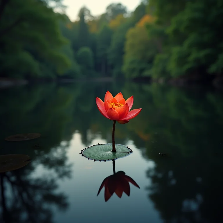 Vitória-Régia flutuando em um lago calmo, refletindo a beleza da natureza amazônica.