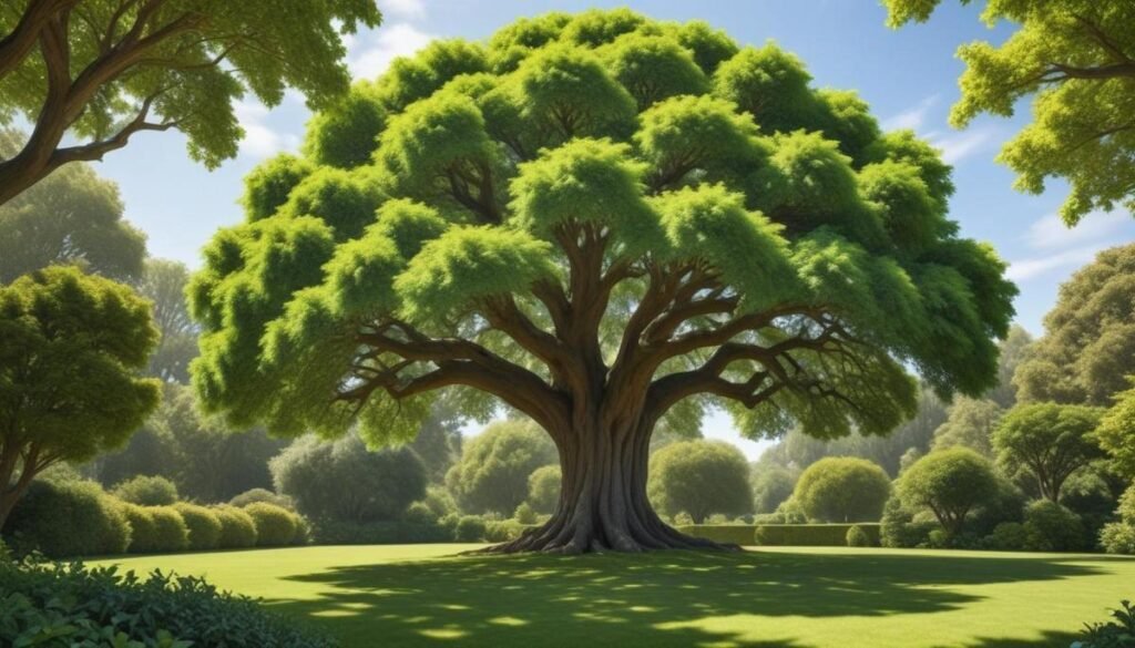 Copa ampla: segredos para árvores com sombra generosa no jardim