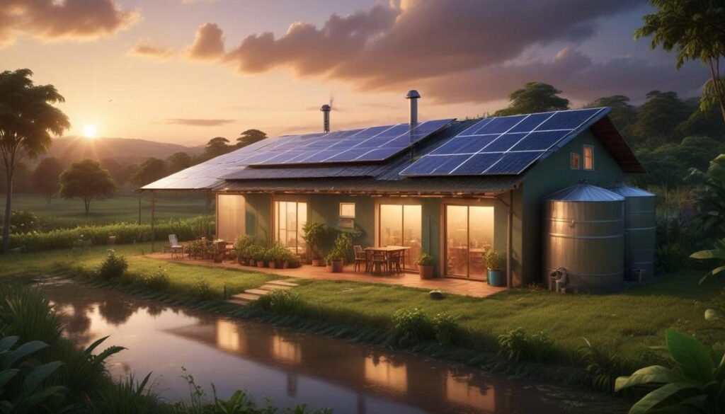 Casa autossuficiente: viva livre com energia solar e horta caseira (68 caracteres)